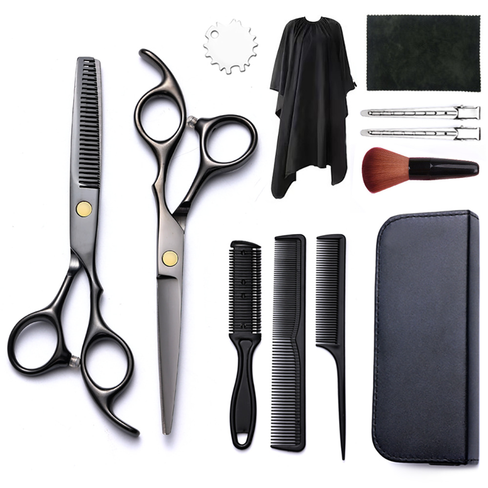 Corte de pelo tijeras transfronterizas amazonas color tijeras de dientes planas cortadas delgadas frange tijeras divisorias fábrica de tijeras al por mayor set de tijeras de peluquería