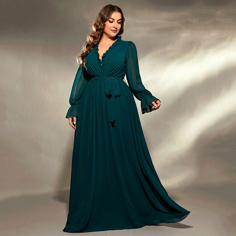 Otoño nuevo vestido de chiffon de mujer larga arena de vacaciones de playa super flauta delgada vestido largo al por mayor
