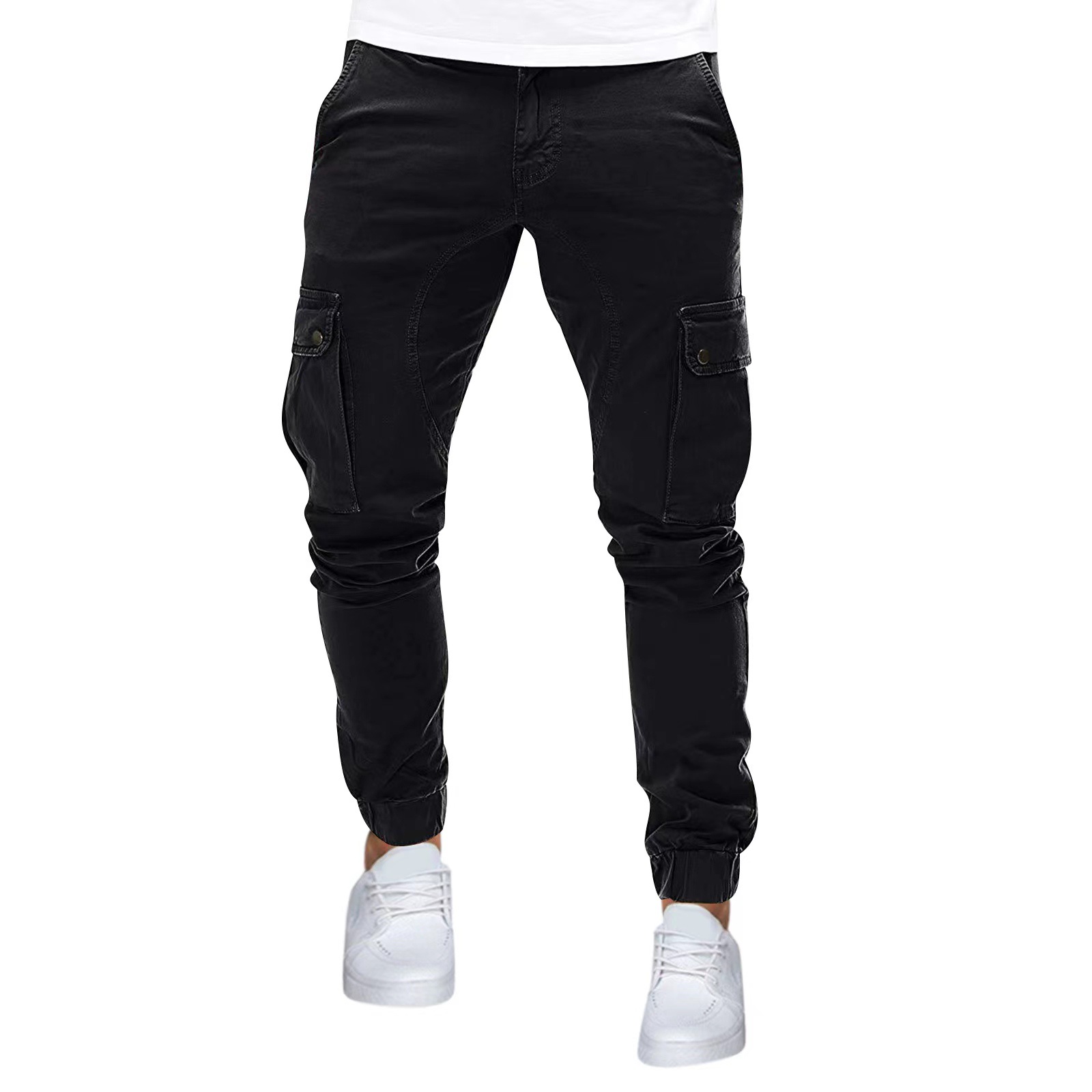 Autumn New Men's Cargo Pants Mens Overalls Multi-pockets Solid Color Pants Trousers Slim Fit Jogging_voghion.com