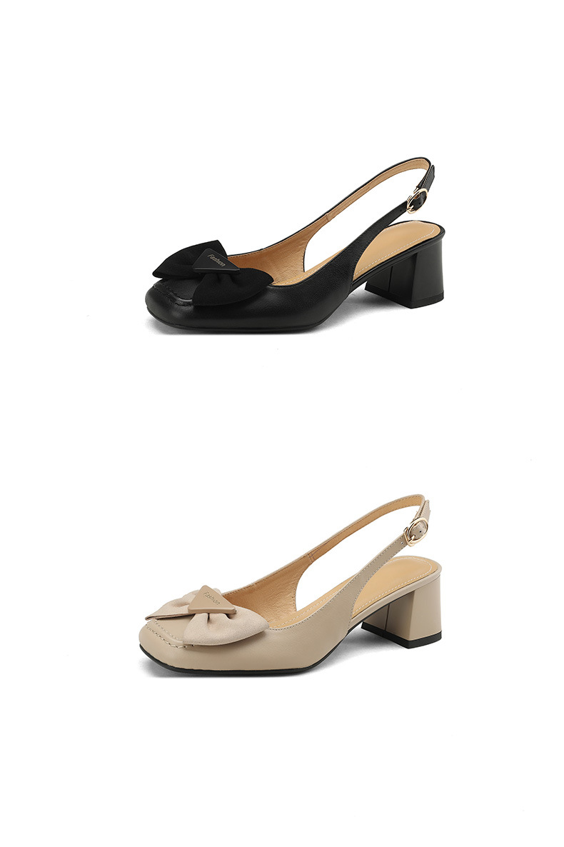 Sandal nữ mũi vuông quai ngang gót trung, phong cách mới xuân hè — Màu đen chi tiết 19