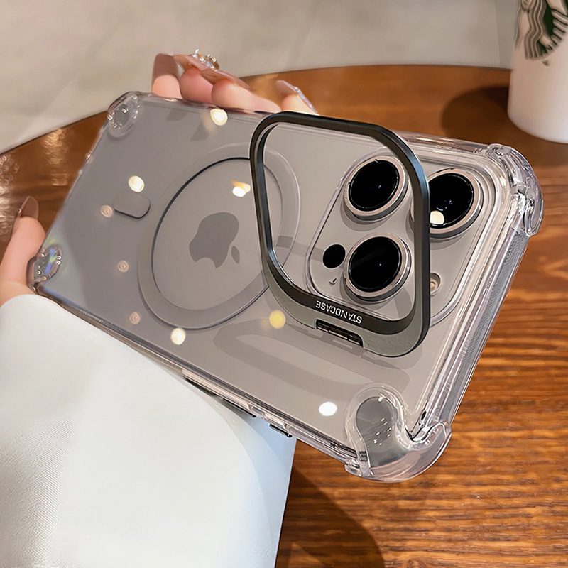 四角冰透磁吸适用iPhone17Promax手机壳苹果16金属镜头支架保护套|undefined