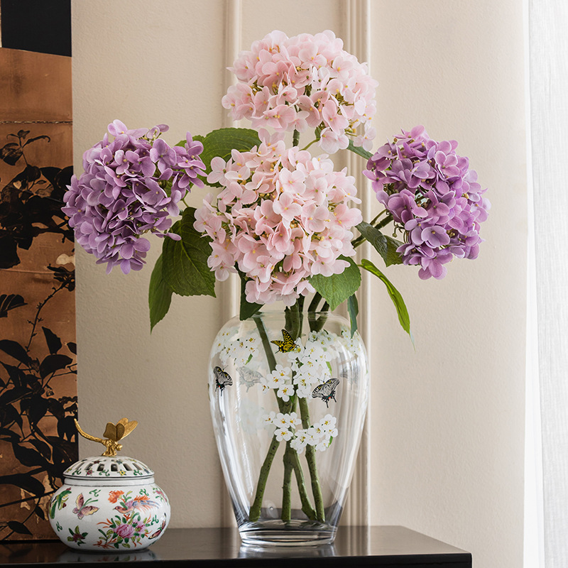 Hortensia simulada, flor simulada, sensación, ramo hidratante, evento de boda, accesorios de fotografía, decoración de ventana de sala de estar