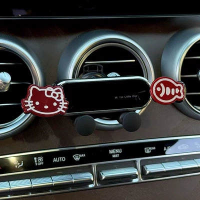 Car phone holder Cute Creative Interior Car Navigation - red-bow-kitten-small-fish-black-mirror-stand