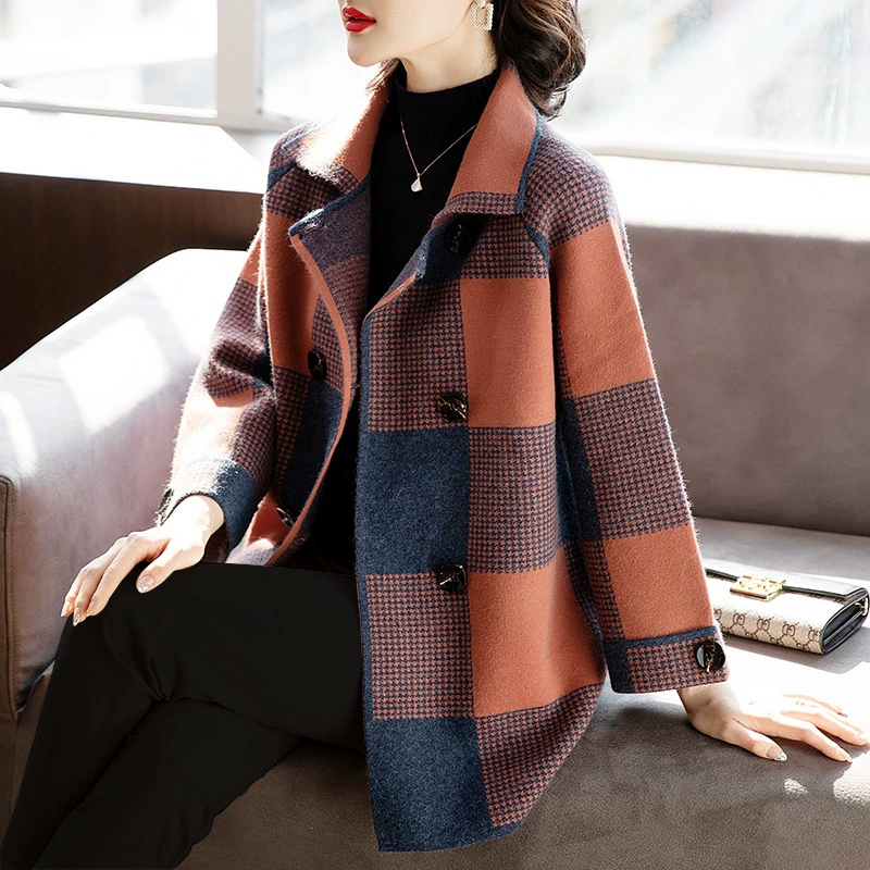 Весенняя Модная трикотажная куртка в клетку для матери, кардиган для среднего и пожилого возраста, весна и осень, женский модный топ для женщин среднего возраста для 40 лет и 50 лет