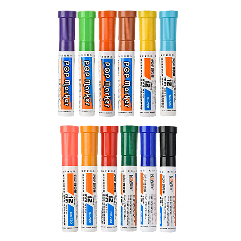 POP pluma Juke pluma de publicidad de la pluma de 12 colores de tinta-Adición de la pluma del cartel 30MM marcador de grasa Oficina rotulador