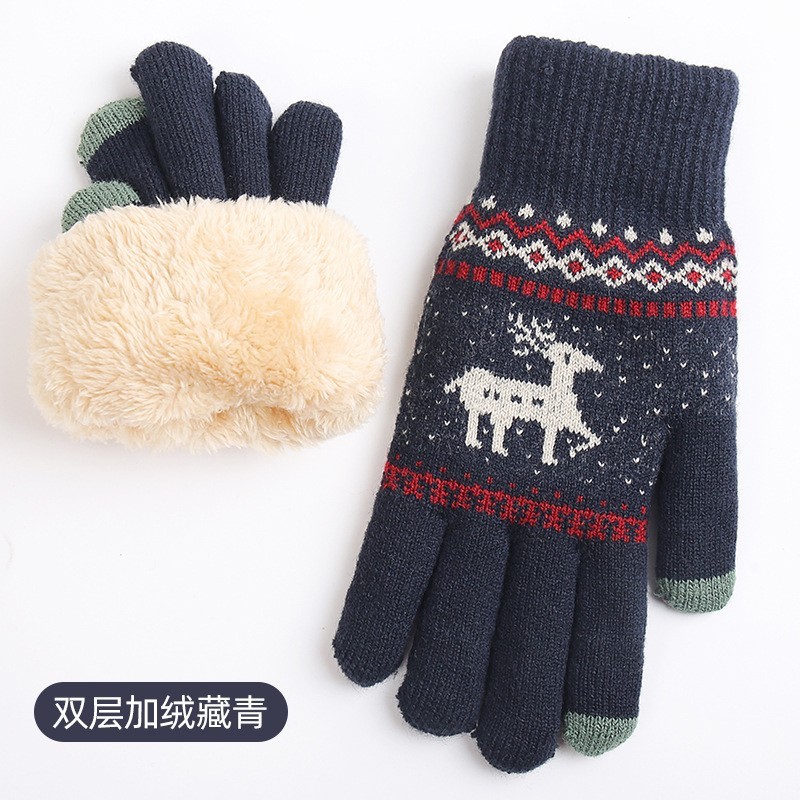 新作ニット毛糸雪の結晶タッチスクリーン手袋 男女兼用 秋冬保温卸売 クリスマスマジックグローブ 大人用|undefined