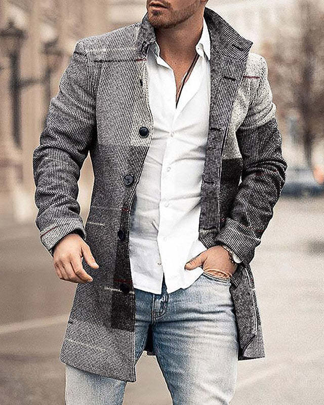 2024 europeo y americano de comercio exterior de otoño e invierno de los nuevos hombres de lana collar medio-longitud de la capa de bolsillo casual moda caliente