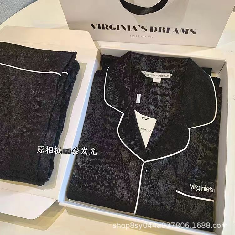春秋季新款冰丝睡衣女长袖薄款宽松丝绸家居服网红套装现货直播