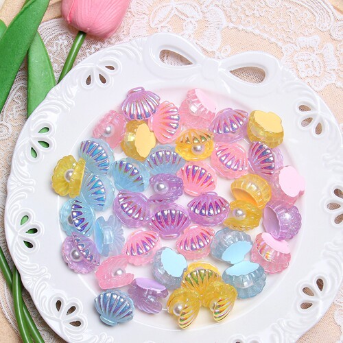 Resin simulation colored three-dimensional pearl shell small accessories DIY pearl gloss accessories shoe buckle bracelet decoration accessories
