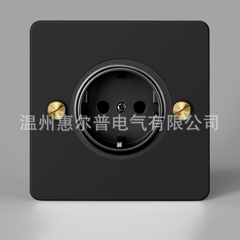 Mounted black retro switch key, light panel stainless steel