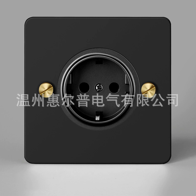 Mounted black retro switch key, light panel stainless steel