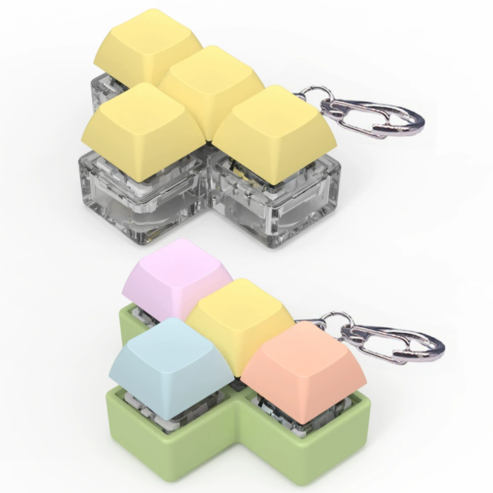 4-Key Mechanical Switch Tester, Transparent Base Keychain, Green Shaft Compatible, LED-Ready