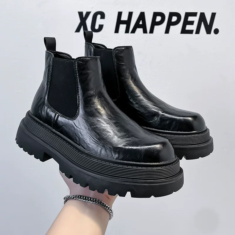 Ботинки (Martens) челси на платформе, дышащие, кожаный верх, размеры 41–44