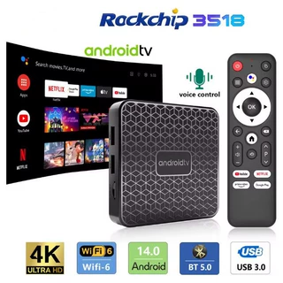 跨境电视盒子RK3518双频5G安卓14机顶盒4K高清解码WiFi6新款tvbox