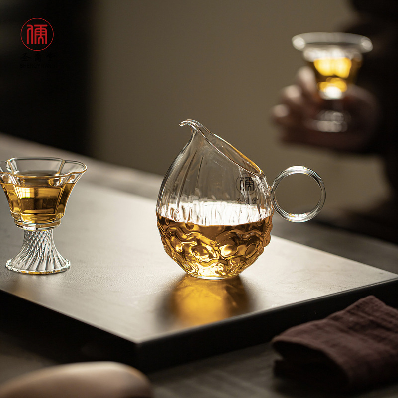 手工凝珠玻璃公道杯耐热玻璃茶海匀杯高端分茶器中式公杯茶道配件|undefined