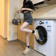Double-breasted design high-waisted Denim shorts women's summer pop-up wear plus size slim curling A- line hot pants