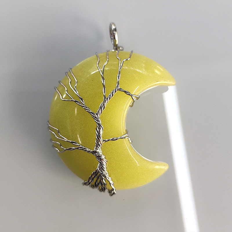 1 Pièce 35*45mm Cristal Artificiel Lune Arbre De Vie Pendentif display picture 13