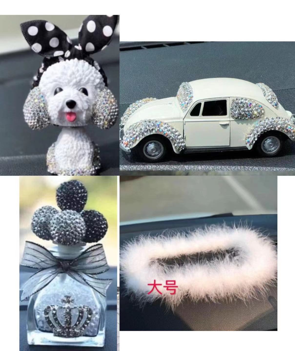 Adornos de automóviles Bola de diamantes de imitación Botella de aromaterapia Adornos de automóviles Consola central Decoración de automóviles Suministros internos de automóviles Net Red de plástico para mujeres