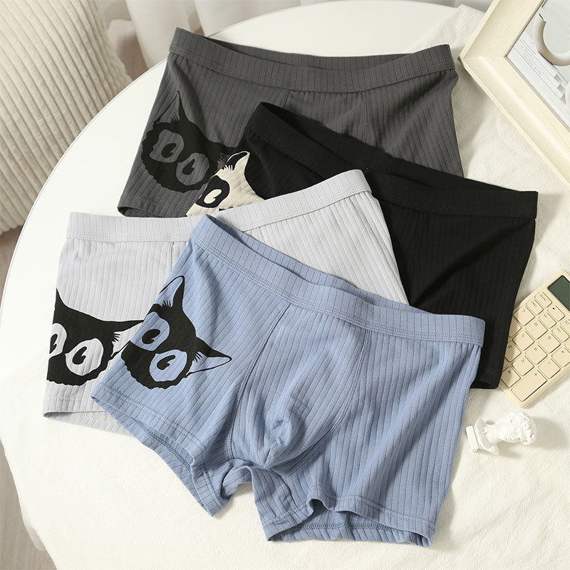 Ropa interior de algodón hombres otoño transpirable boxeadores cabeza entrega de una Pieza Impresa Boxer shorts invierno pantalones cortos de los hombres