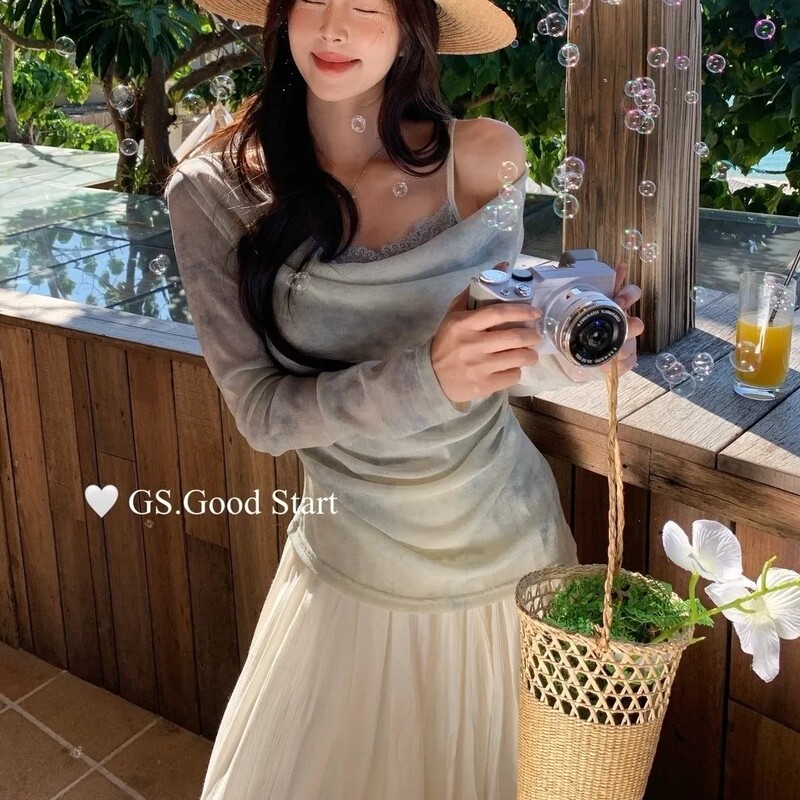 Sun Protection Clothing with Irregular Lace Splicing, Long-Sleeve, Draped Collar T-Shirt Top for Women, Slim Fit, Flattering, Gentle and Elegant, Popular on Social Media Sun Protection Clothing with Irregular Lace Splicing, Long-Sleeve, Draped Collar T-Shirt Top for Women, Slim Fit, Flattering, Gentle and Elegant, Popular on Social Media