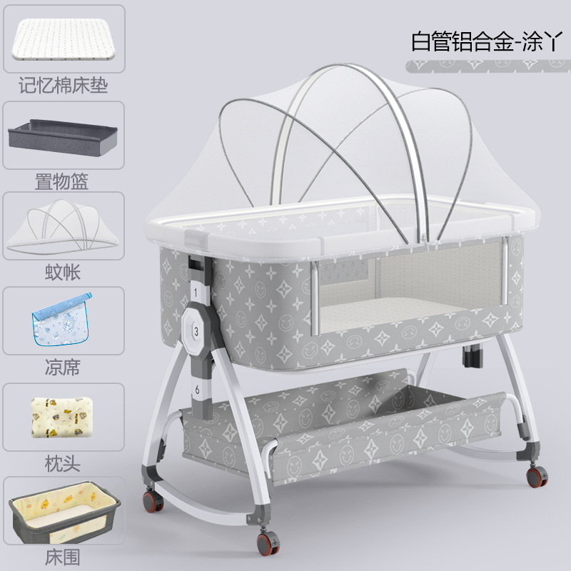 Cama de bebé de aleación de aluminio cama de costura cama multifuncional móvil plegable cama infantil bebé recién nacido cama cuna cama