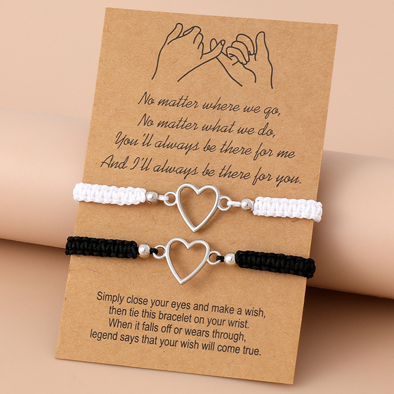 Pulsera tejida de amor transfronteriza, cuerda de aleación simple europea y americana, cuerda de mano de pareja de amistad ajustable, fábrica al por mayor