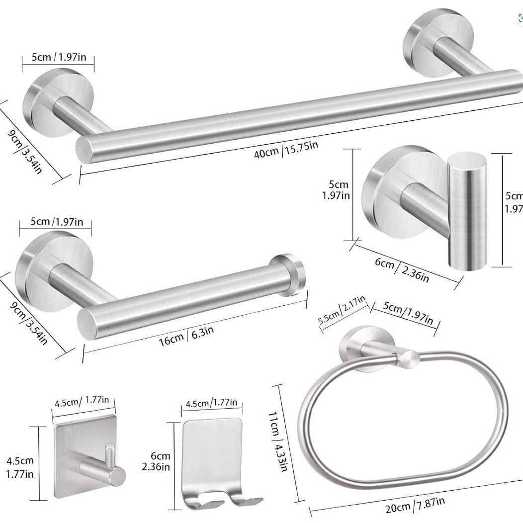 Cross-border 304 acero inoxidable baño conjunto para Amazon hardware gancho toallas anillo conjunto de oro