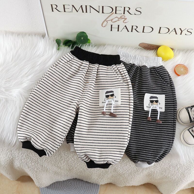 Boys' Winter Fleece-Lined Thick Warm Pants Infant Toddler Winter Fleece Jogger Sweatpants Baby Long Pants Children's Clothing