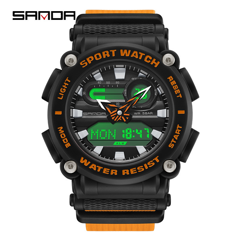 SANDA 3139 reloj electrónico multifuncional deportes al aire libre luminoso impermeable reloj de hombre simple reloj creativo
