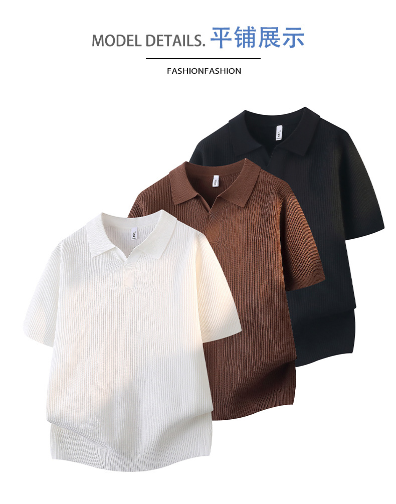Herren Vintage Polo Hemd Aus Geripptem Baumwollstrick Kurzarm_voghion.com