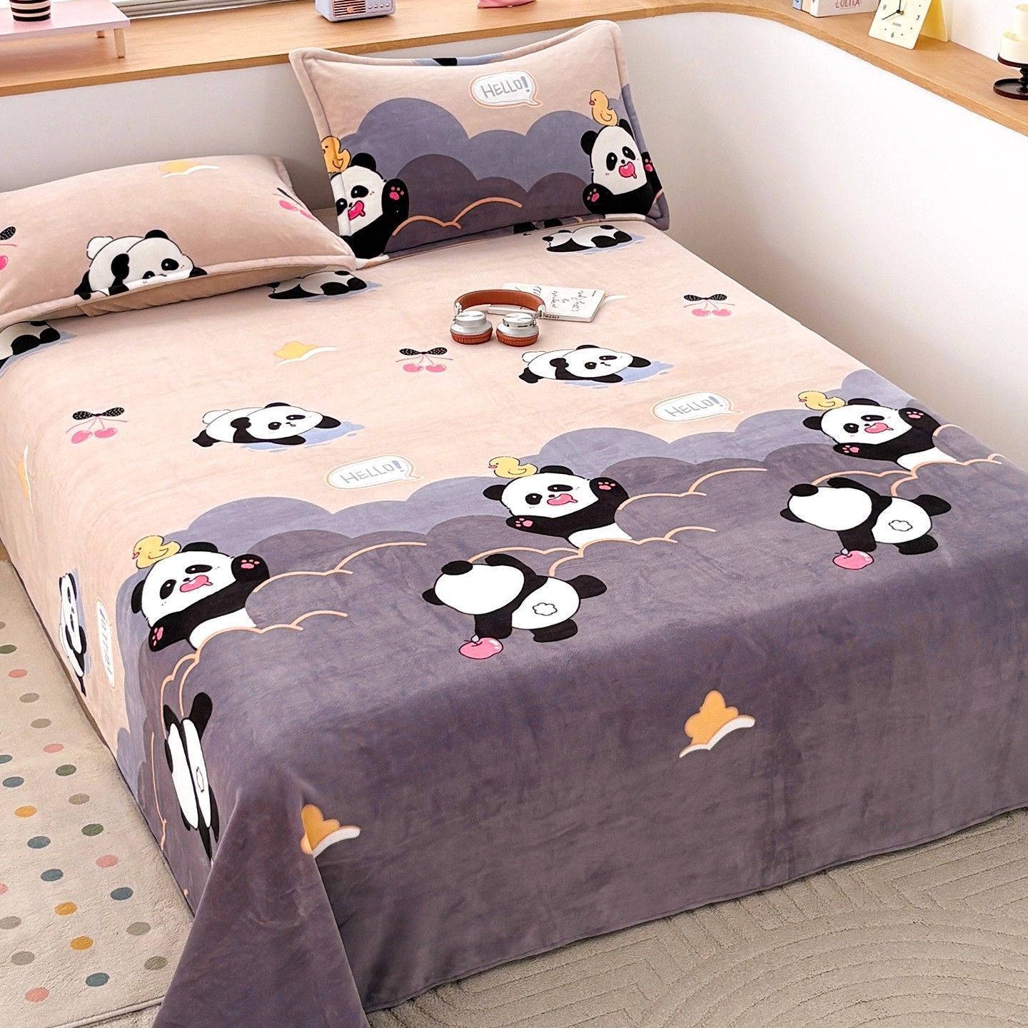 A clase de invierno sábanas de lana de leche de una sola pieza dormitorio grueso sábanas de cama doble de franela de coral calentamiento