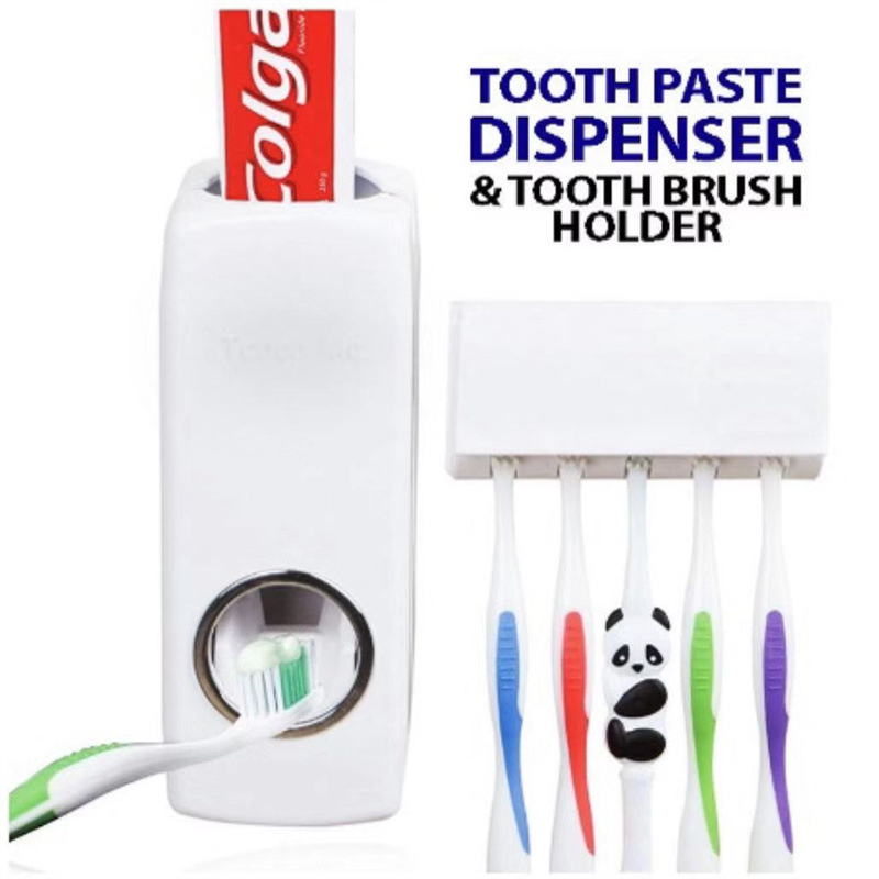 Automatic toothpaste squeezer without punching toothbrush storage rack wall-mounted toothbrush holder toothpaste squeezer dust-proof toothbrush holder