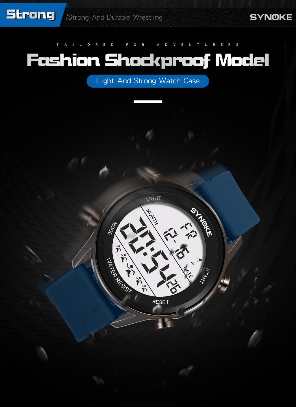 SYNOKE Men's Sports Silicone Electronic Watch Waterproof Luminous Large Screen Outdoor Mountaineering Watch Running Student Fashion_voghion.com