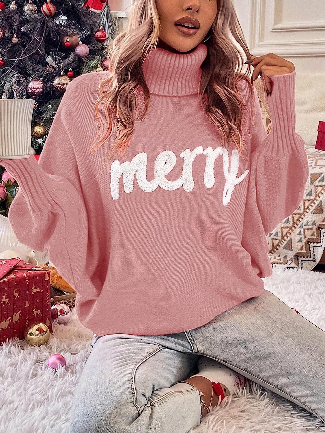 350g Weight Long Sleeve Sleeve Length Pullovers Placket Type Batwing Sleeve Sleeve Type Polyester, Polyacrylonitrile Fiber Fabric Type Long Top Length Sweater Tops Type Daily Occasion Turtleneck Neckline Loose Fit Type Christmas Festival Letter Pattern Winter, Autumn Season Women's Gender Embroidery Design Streetwear Style Wholesale Women's Streetwear Letter Long Sleeve Embroidery Sweaters & Cardigans 19
