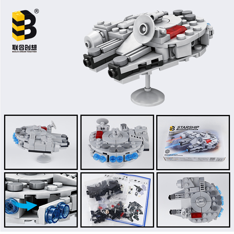 United Creative Q Edition Series 1915B Millennium Falcon compatible con bloques de Lego, juguetes de montaje, drenaje físico en vivo
