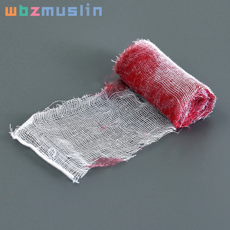 Gasa de Halloween tela teñida de sangre decoración de terror cicatriz imitada vendaje herida banda de aislamiento de advertencia de manchas de sangre