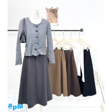 垂顺有型设计感加厚毛呢加绒半裙磨毛松紧腰秋冬女超显瘦巨洋气！