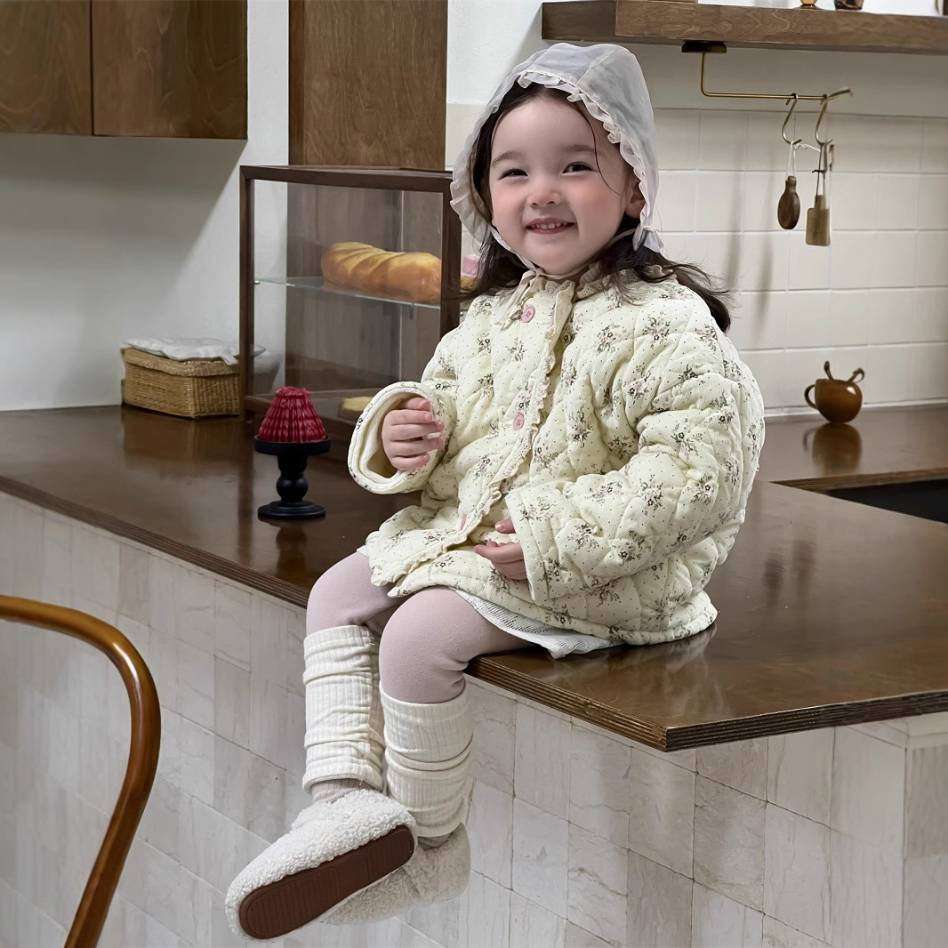 宝宝衣服冬装婴儿棉服外套加厚冬季韩版童装女童加绒碎花棉衣外套