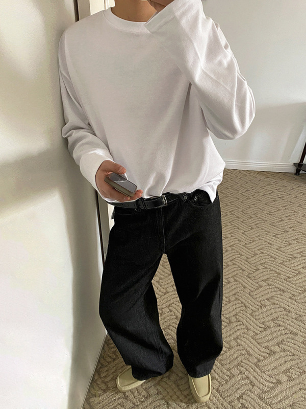 MYQ复古水洗直筒牛仔裤男秋季宽松阔腿裤韩系通勤cleanfit裤子|undefined