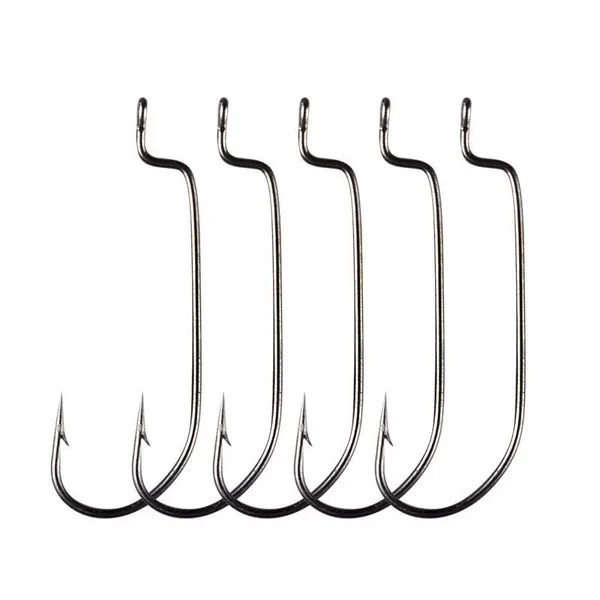 Premium Narrow-Bellied Offset Hook, Lure Hook, Offset Hook, Narrow-Bellied Black Nickel Fine Wire Texas Rig Hook, Bait Hook, Small Hook for Fishing and Sea Fishing