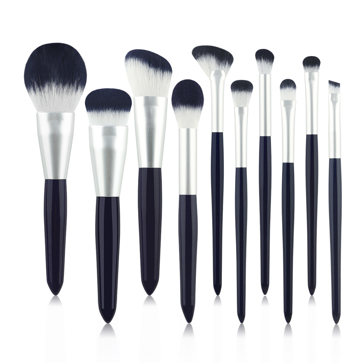 Juego de pinceles de maquillaje transfronterizos 10 pinceles de polvo sueltos de lana suave, pinceles de sombra de ojos, pinceles de rubor, pinceles de resaltado/brillo, herramientas de belleza