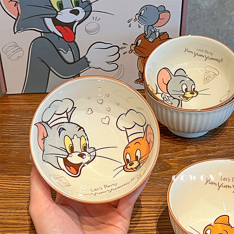 トムとジェリーのライスボウル家庭用子供のかわいい漫画セラミック食器セット新築祝いのお土産誕生日ギフト|undefined