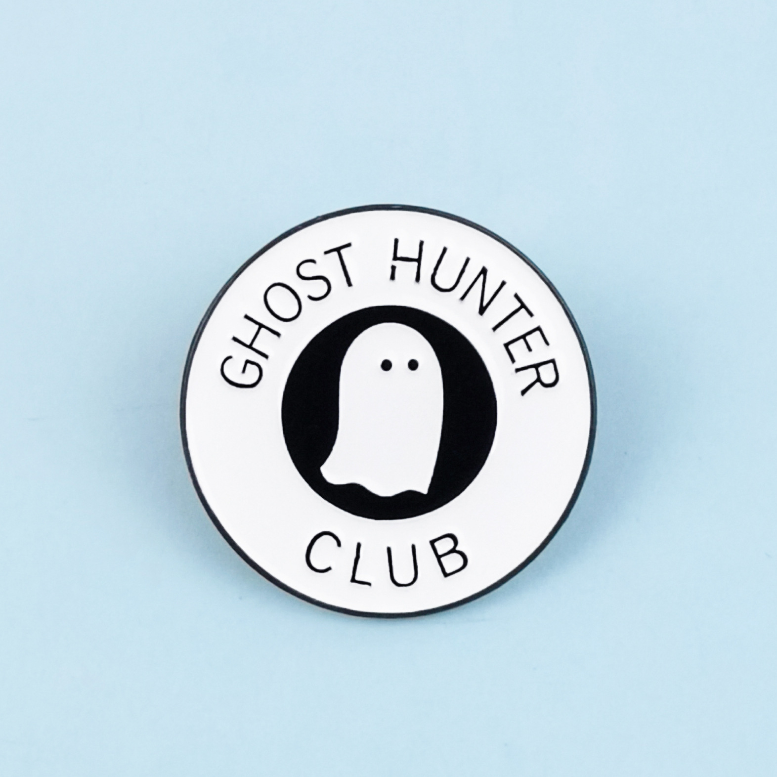 Lindo broche redondo fantasma de dibujos animados creativo disfraz de Halloween accesorios de pin insignia de decoración en inglés transfronterizo