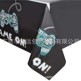 亚马逊PE加厚塑料一次性桌布生日派对装饰防水防油游戏机图案桌布
