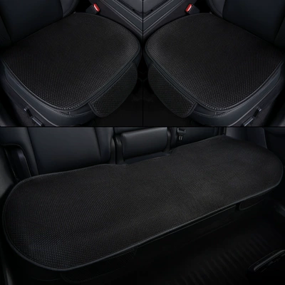 Daifa car Four Seasons cushion summer ice silk breathable seat cushion single piece rear row three-piece cushion summer mat seat cushion (Seat cushion, seat cover) - black-three-piece-suit