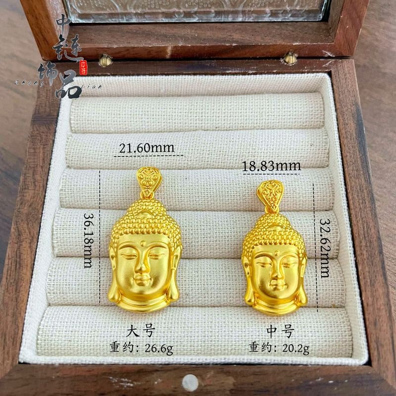 金店と同じスタイルの高色保持古代砂金永遠の平和仏頭ペンダント銅金メッキ蓮ロープ仏頭ペンダント|undefined