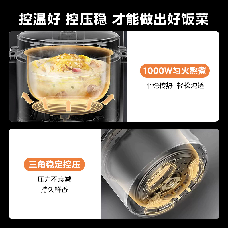 美的电压力锅家用5升大容量双胆多功能高压锅全自动智能预约高压|undefined