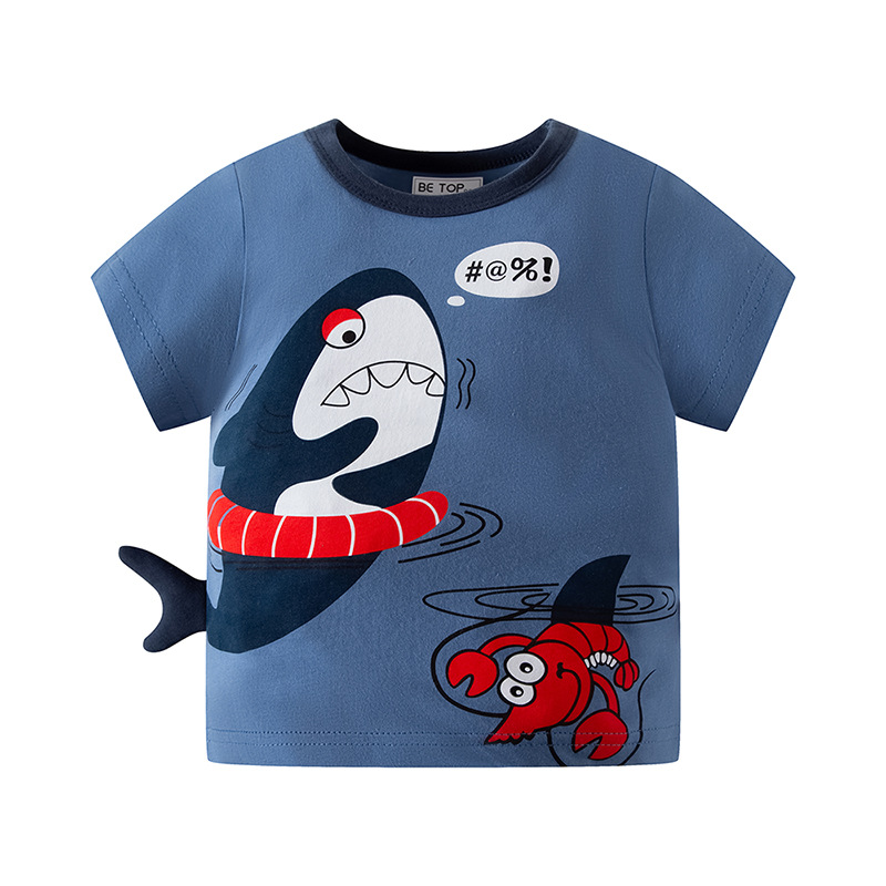 2024 verano estilo coreano niños y bebés todo partido camiseta suelta para niños de dibujos animados impresa marca de moda superior entrega de una pieza