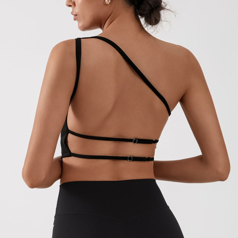 Europa y América comercio exterior transfronterizo nuevo chaleco de yoga mujer belleza de espalda sexy con cojín de pecho sensación desnuda de ejercicio eslingas