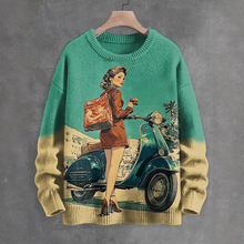 2025外贸秋冬跨境新款卫衣3D数码印花男士秋季潮流仿毛衣圆领卫衣